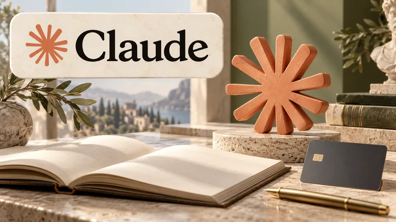 Логотип Claude, открытая книга и терракотовая звезда