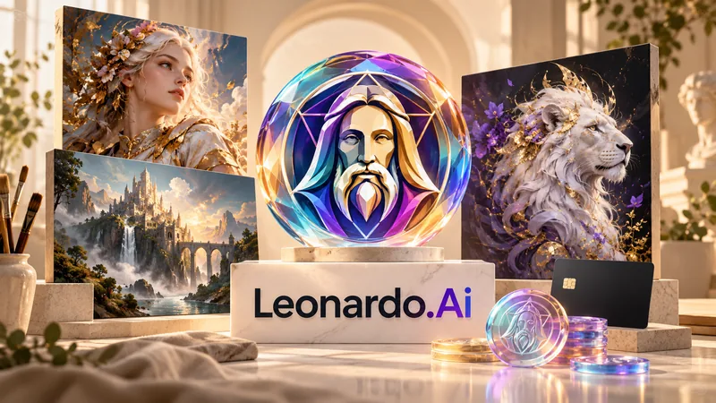 Логотип Leonardo.Ai, галерея цифровых иллюстраций и международная карта