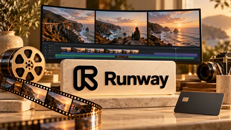 Логотип Runway, видеомонтажная студия и международная карта